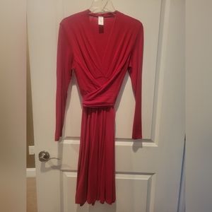 Red Cotton Wrap Dress